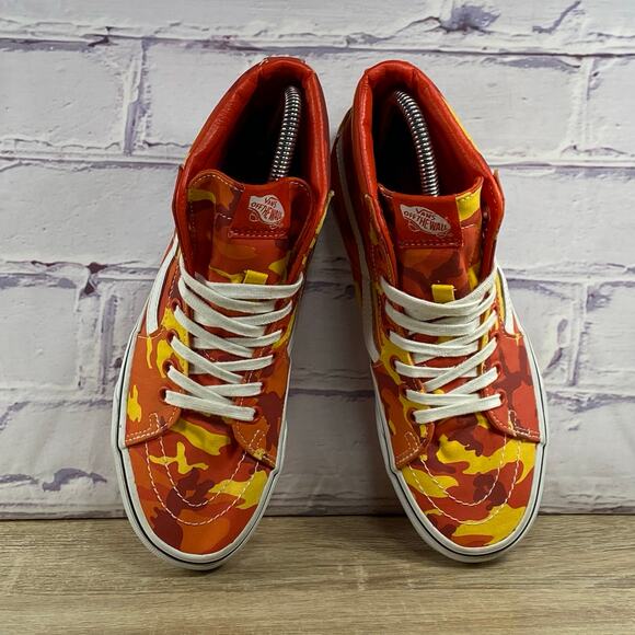 Vans Sk8-Hi Orange Camo High Top Sneakers Women's Size 7 - Picture 6 of 8